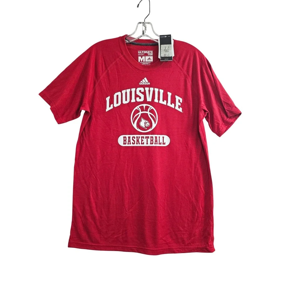 Adidas T-Shirt Mens‎ Medium Red Solid Louisville Basketball Ultimate Tee NWT NEW